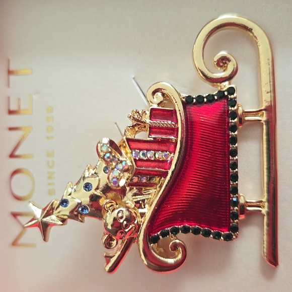 MONET SPARKLING HOLIDAY PIN WITH GIFT BOX - Picture 9 of 10